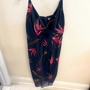 Navy blue floral midi dress